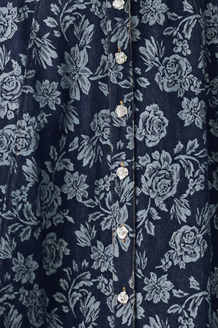 ROSETTE FLORAL WOVEN JACQUARD FULL SKIRT
