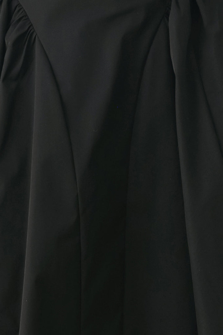 SCULPTED NOIR SHIRRED MIDI SKIRT