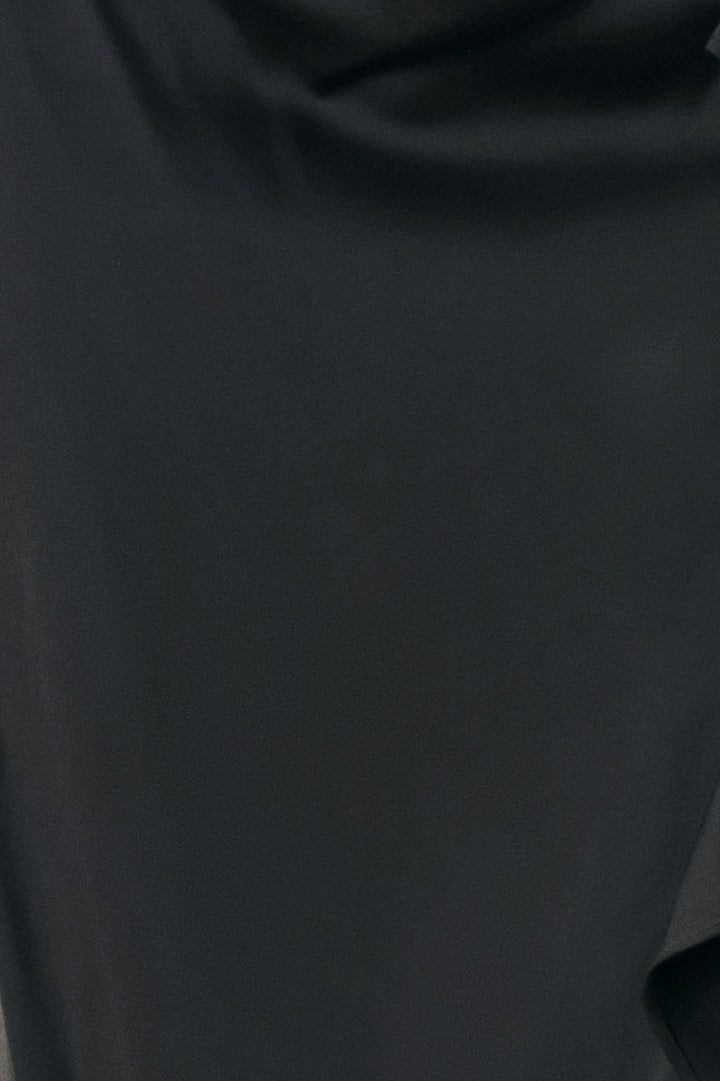 NOIR CASCADE BLACK ASYMMETRICAL RUFFLE MIDI SKIRT