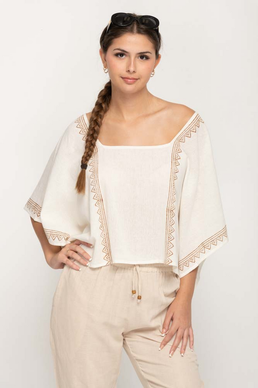 Geometric Trim Cropped Top