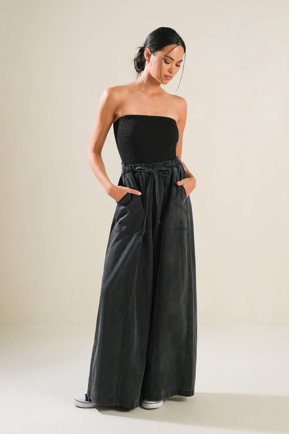 Black Tea with You Mix Media Jumpsuit from KADOU Boutique