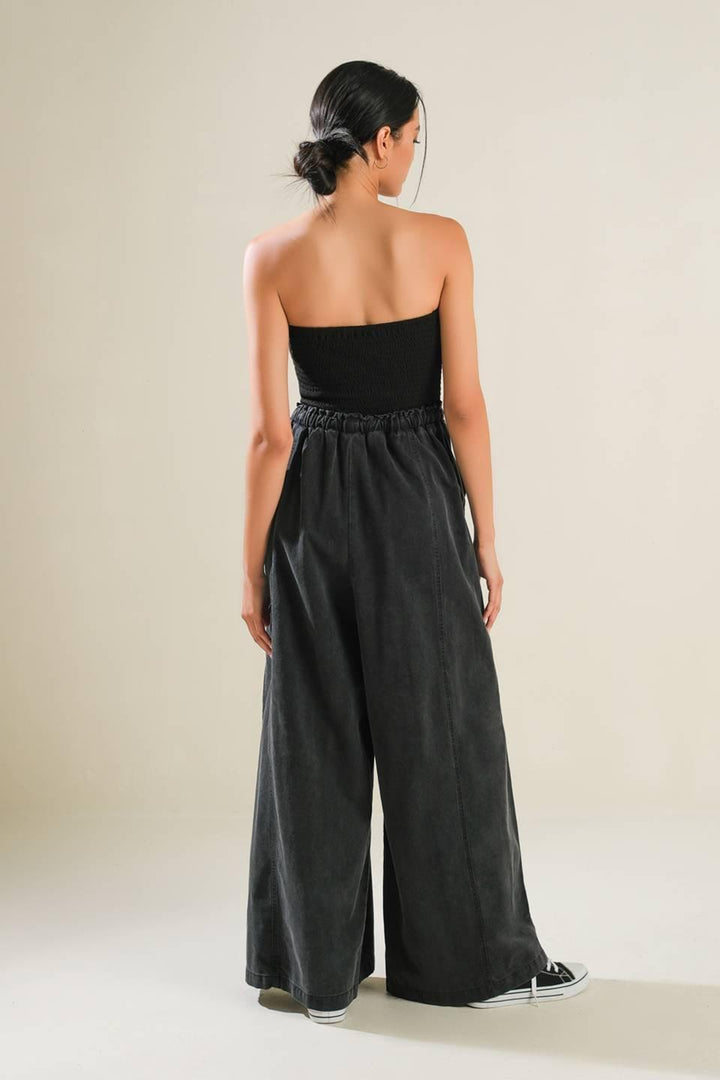 Black Tea with You Mix Media Jumpsuit from KADOU Boutique