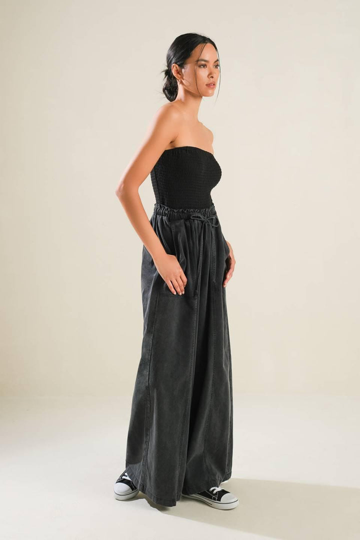 Black Tea with You Mix Media Jumpsuit from KADOU Boutique