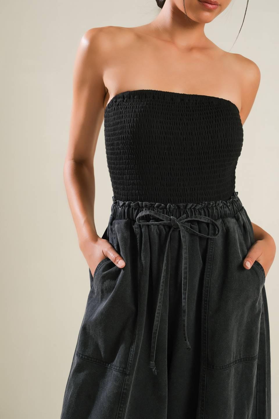 Black Tea with You Mix Media Jumpsuit from KADOU Boutique