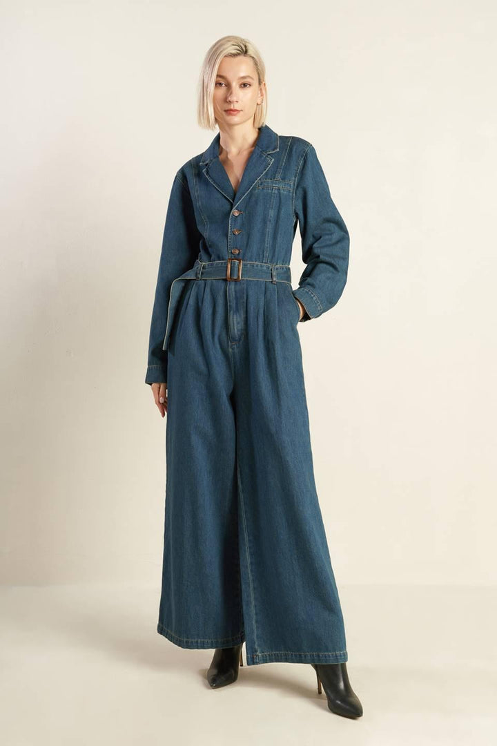 In the Details Denim Jumpsuit from KADOU Boutique