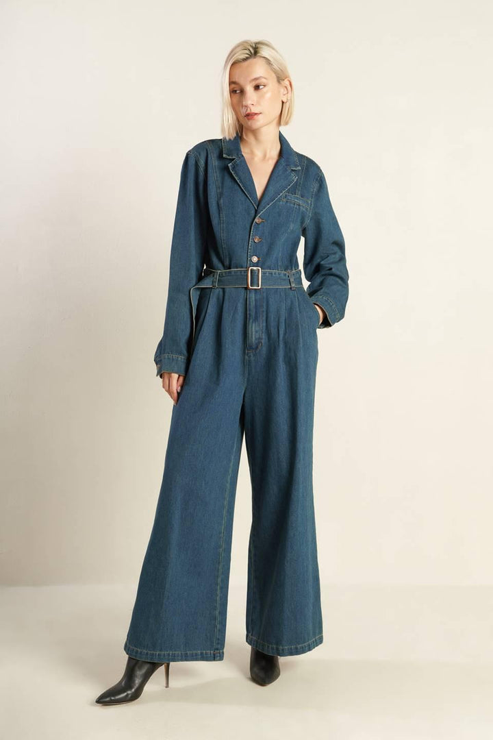 In the Details Denim Jumpsuit from KADOU Boutique