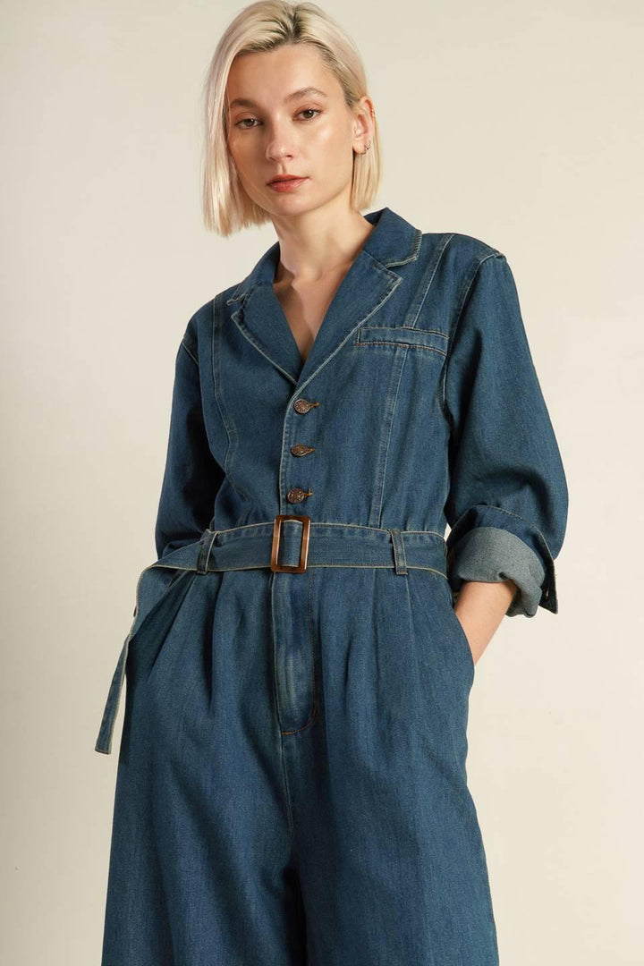 In the Details Denim Jumpsuit from KADOU Boutique