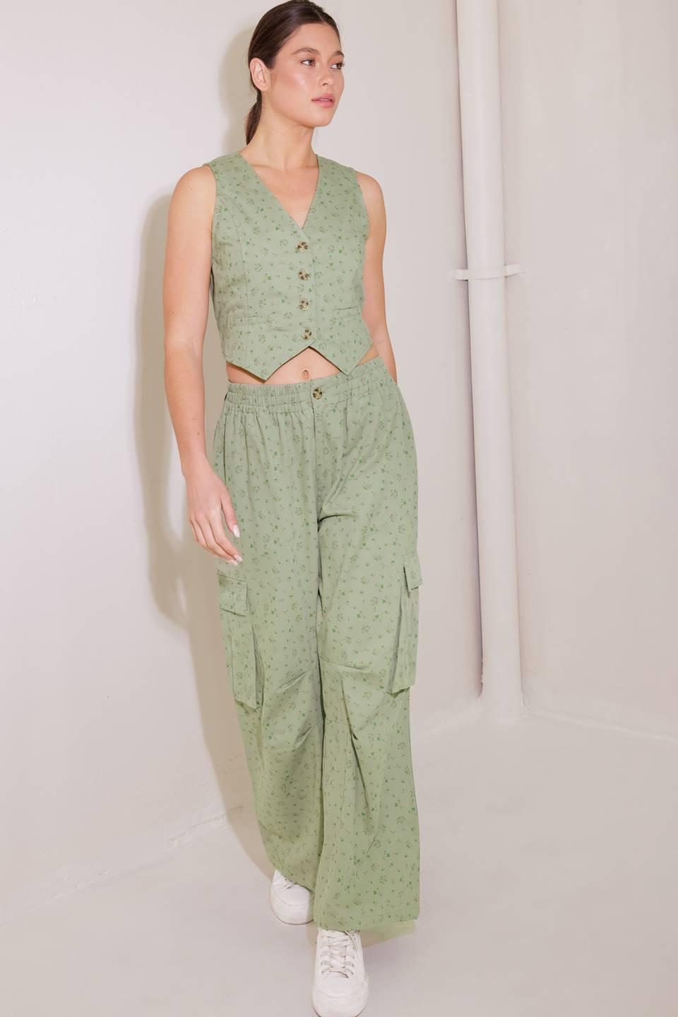 Drifting Currents Olive Woven Pants from KADOU Boutique