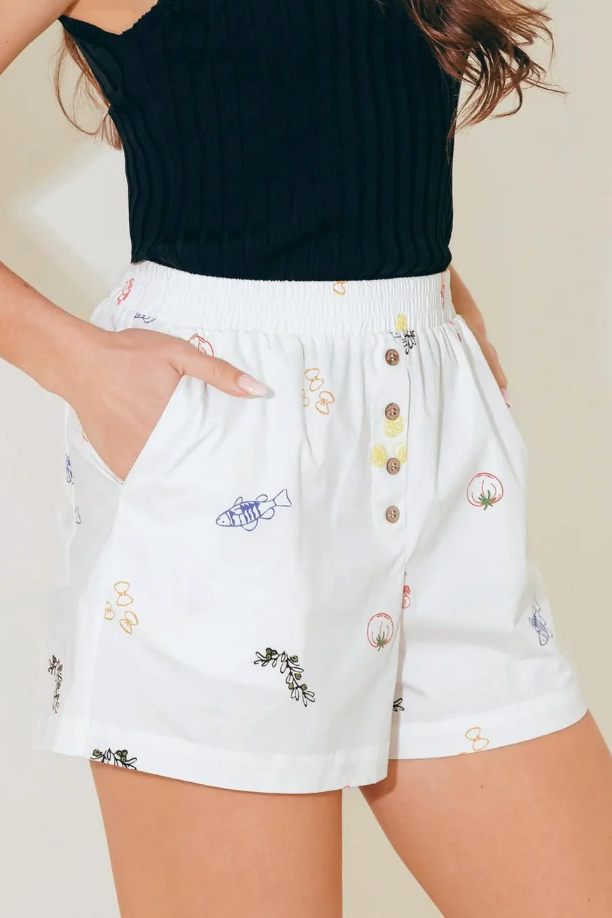 After Hours White Woven Shorts from KADOU Boutique