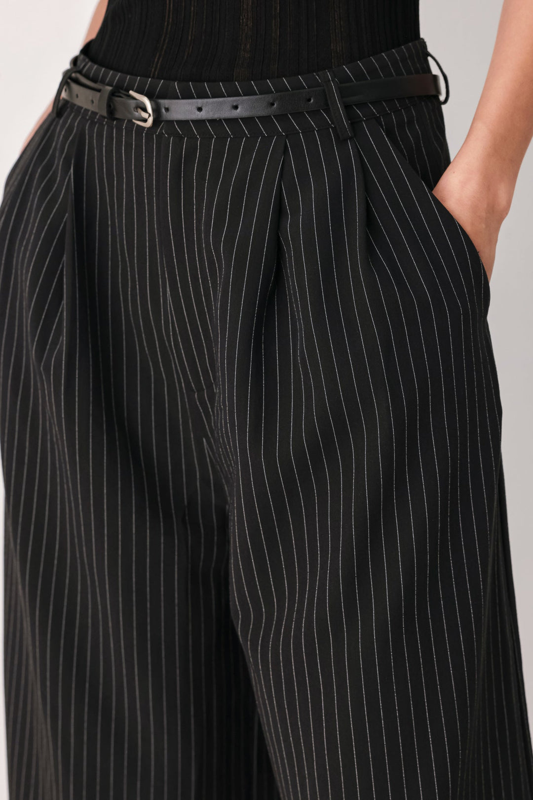 Park Avenue Pinstripe Woven Culotte Pants from KADOU Boutique