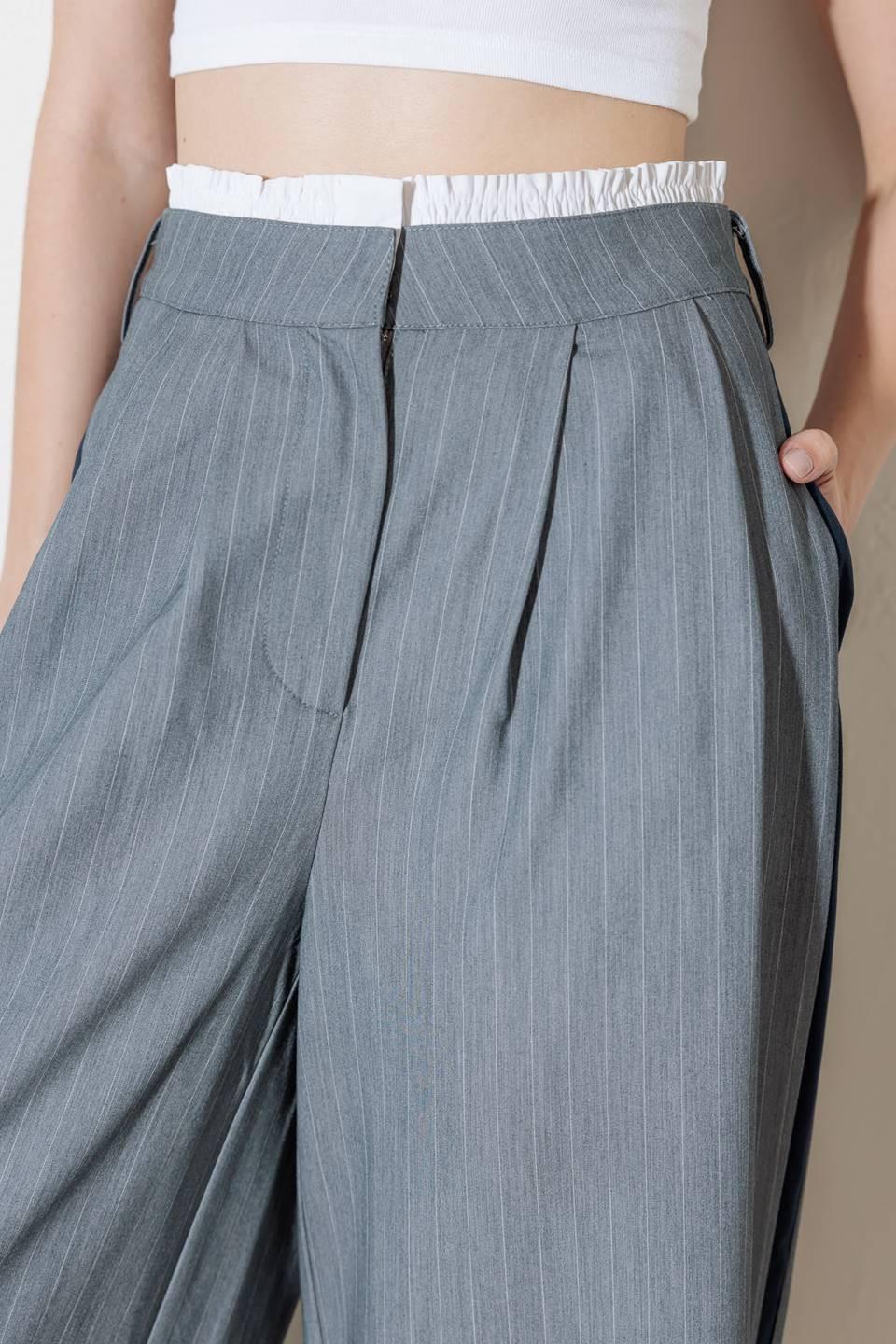 Smile Bright in Grey Woven Pants from KADOU Boutique