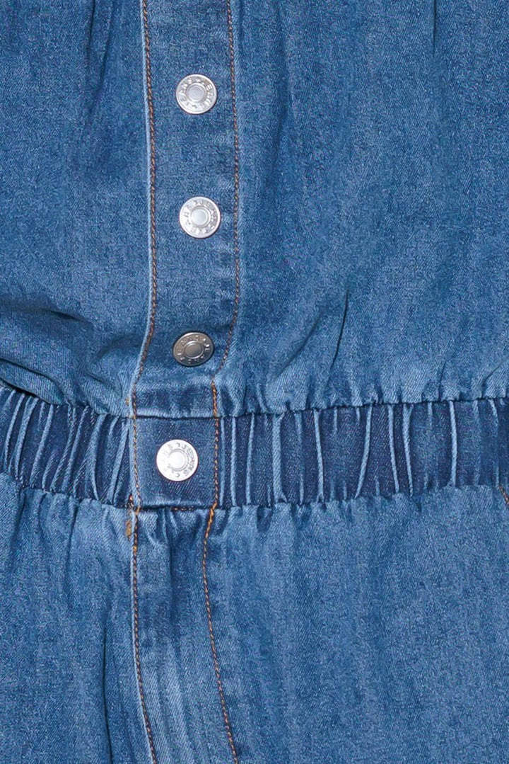 GRACEFULLY WRAPPED MEDIUM DENIM ROMPER