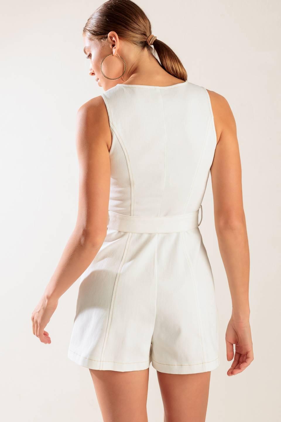 Take the Lead White Woven Romper from KADOU Boutique