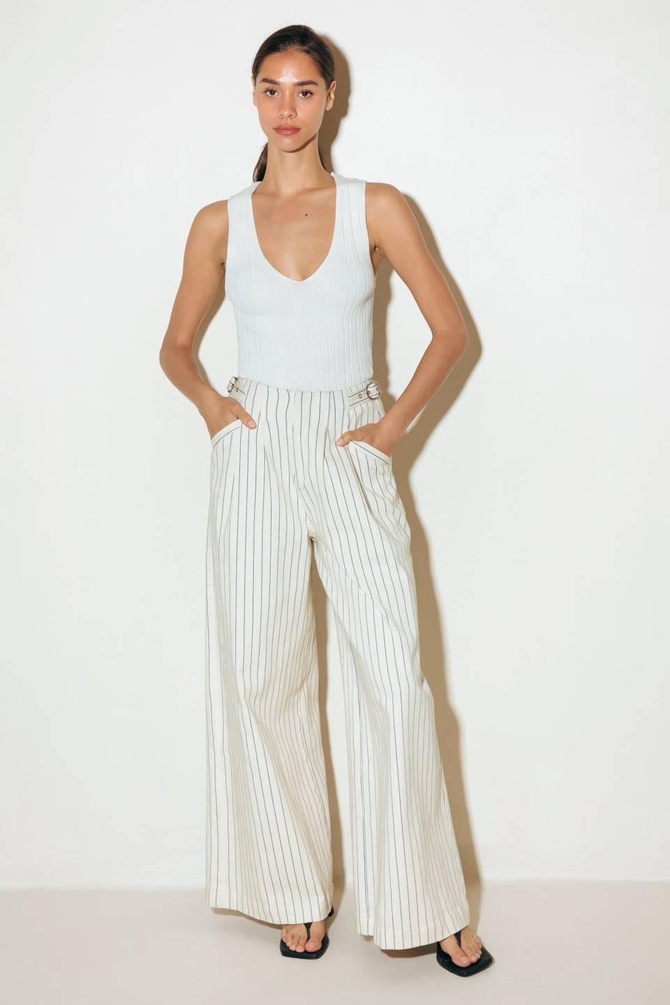 COFFEE RUN STRIPED WOVEN PANTS