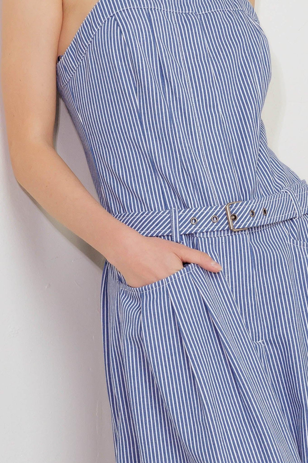 Fresh Petal Blue Woven Jumpsuit from KADOU Boutique