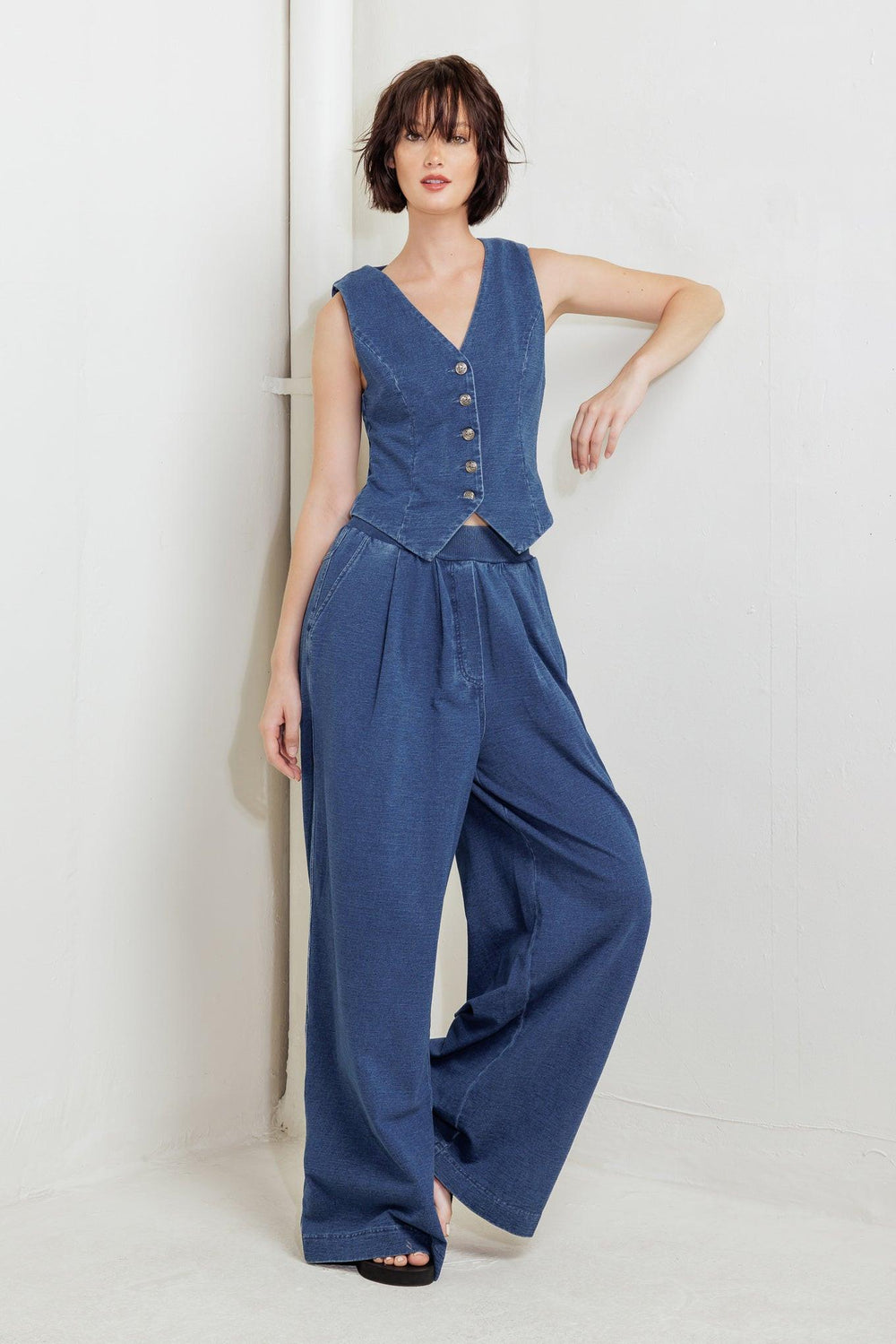 Urban Indigo French Terry Denim Pants from KADOU Boutique