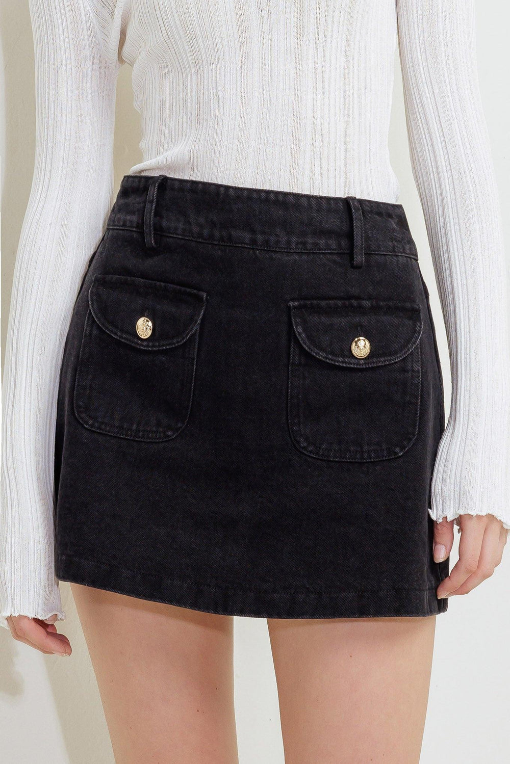 Tailored Flow Black Woven Skort from KADOU Boutique