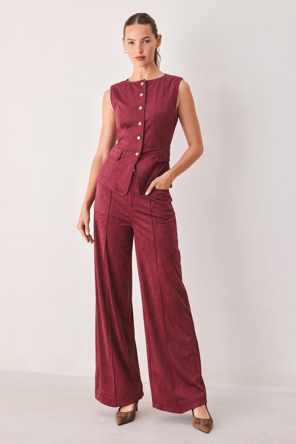 Midnight Mesa Style Faux Suede Pants from KADOU Boutique