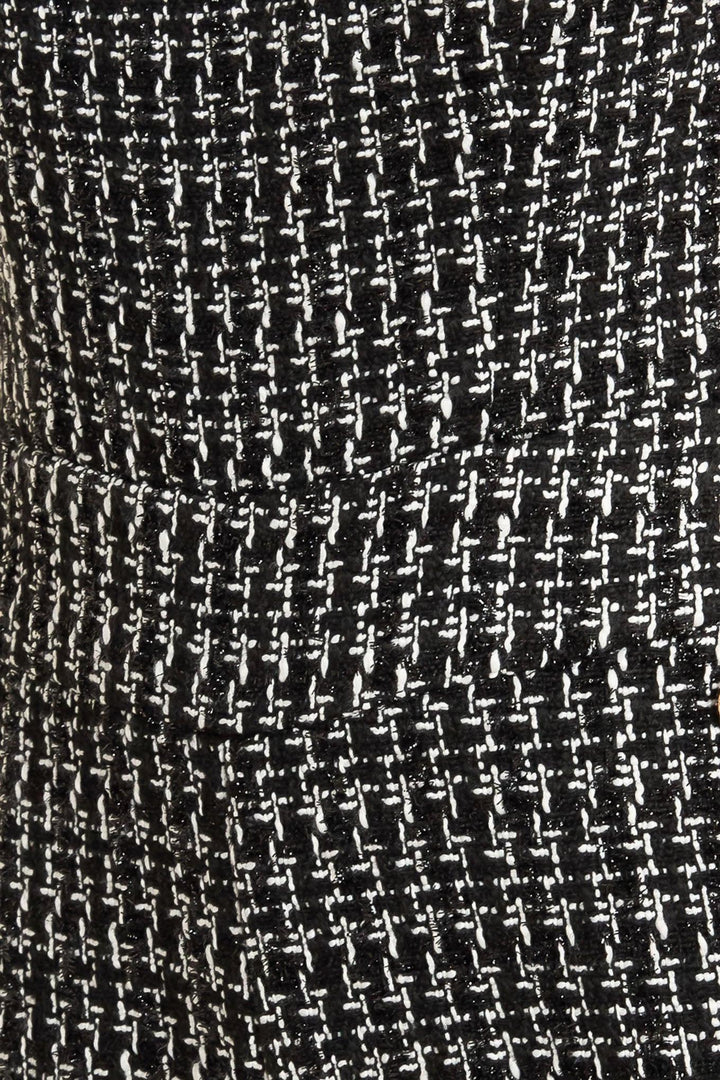 HAUTE STRAPLESS TWEED JUMPSUIT