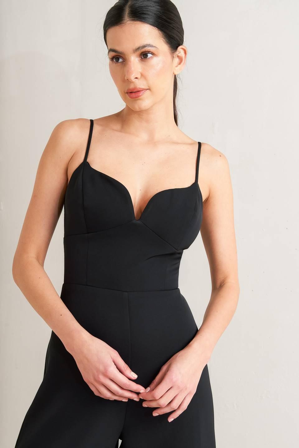 Pristine Edge Black Woven Jumpsuit from KADOU Boutique