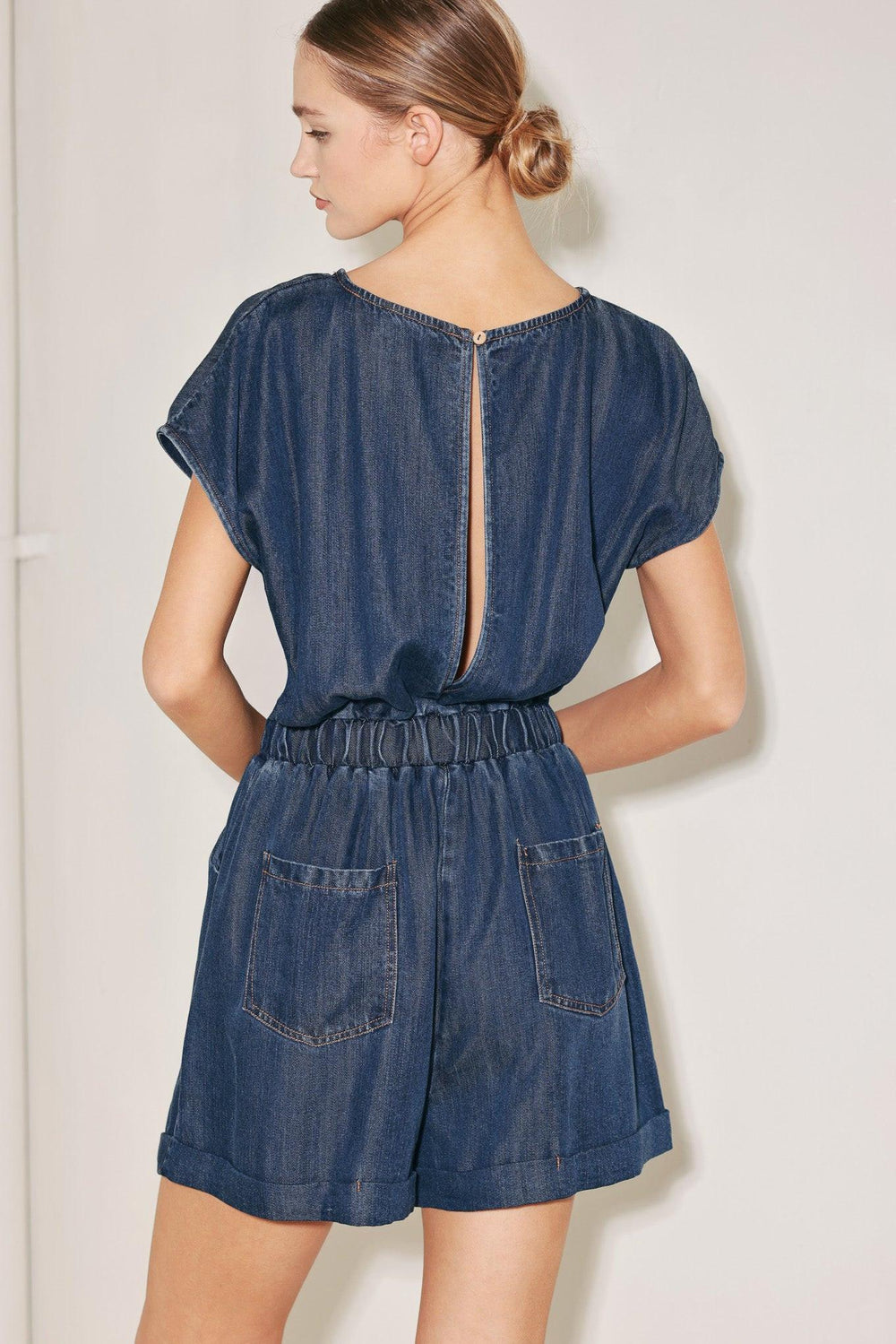Modern Marina Woven Romper from KADOU Boutique