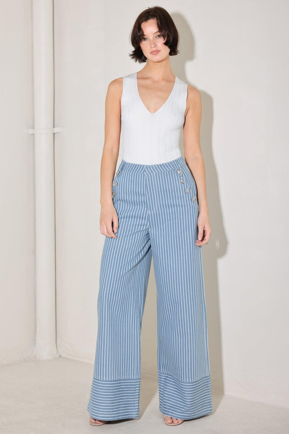 Pinstripe Prestige Woven Pants from KADOU Boutique