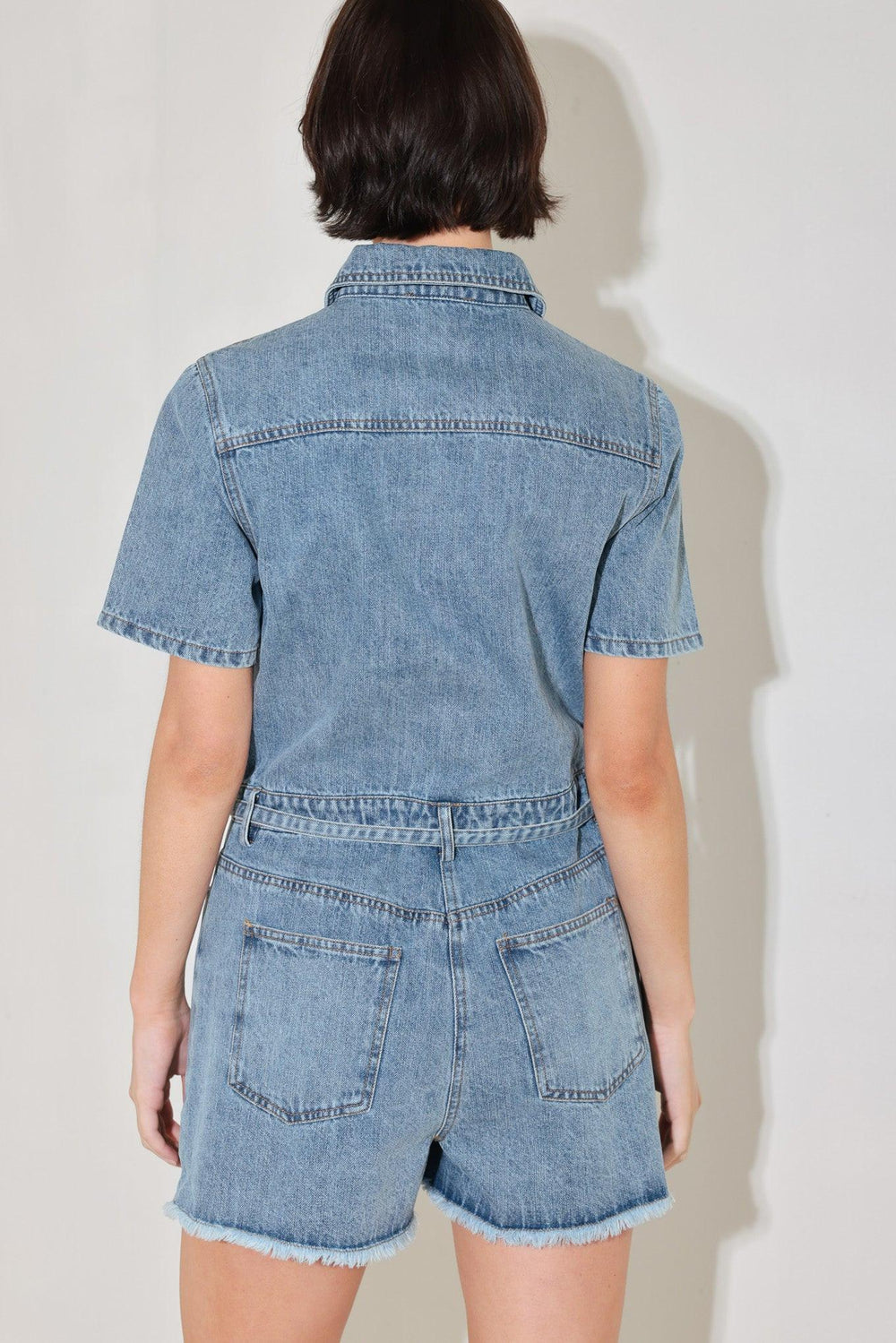 Laidback Luxe Denim Romper from KADOU Boutique
