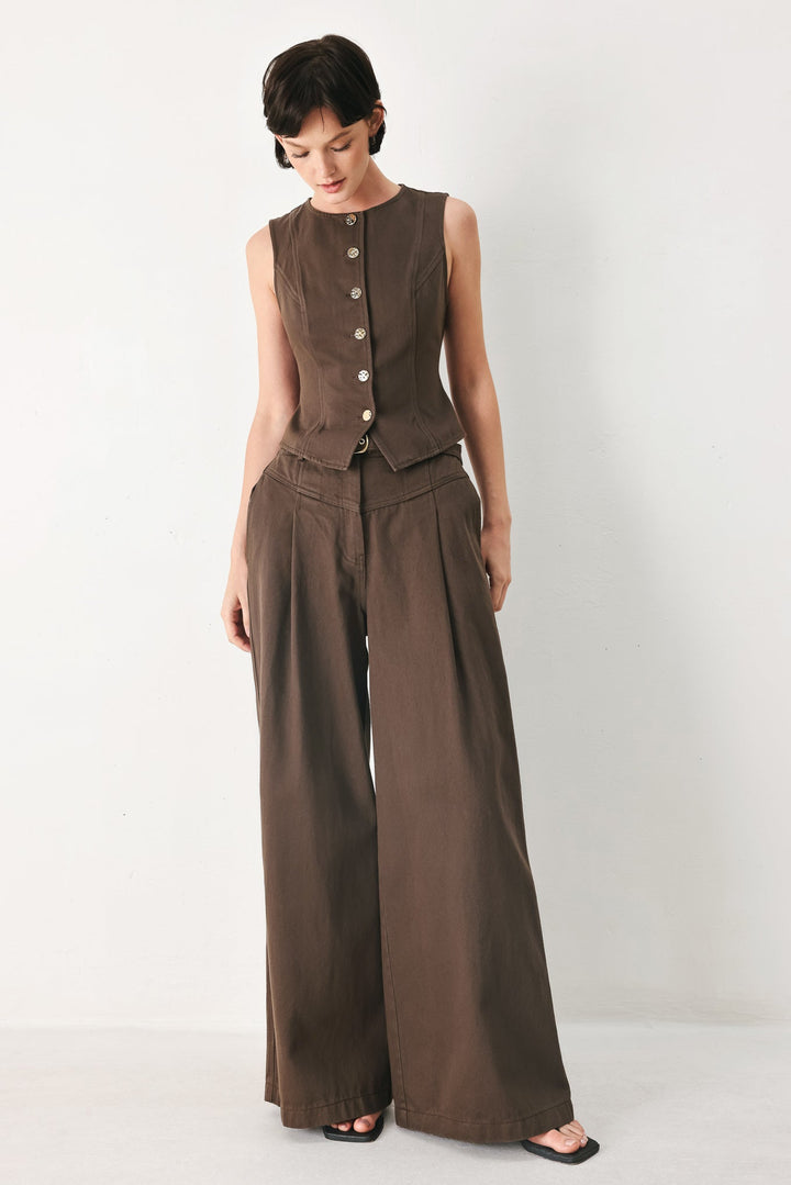 BROWN SUGAR STATEMENT WOVEN PANTS
