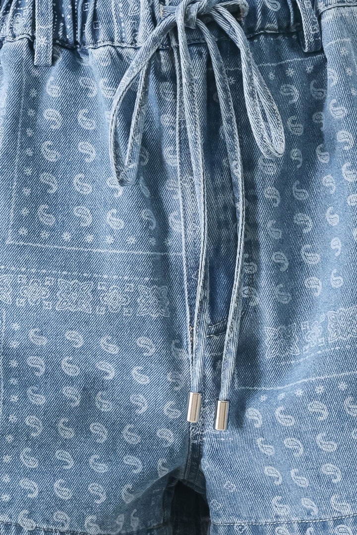 VINTAGE BANDANA DENIM SHORTS