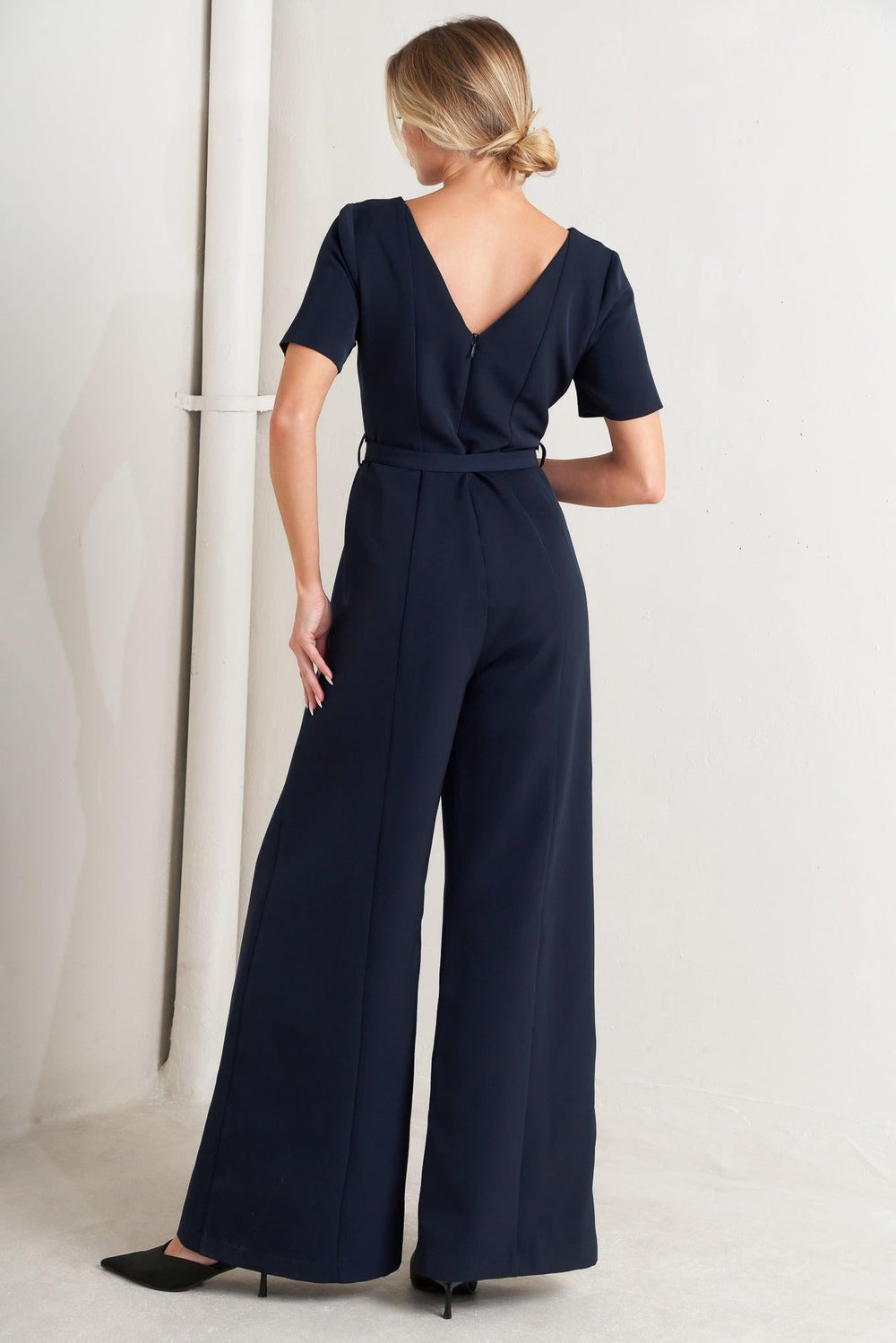 Forever Flattering Navy Woven Jumpsuit from KADOU Boutique