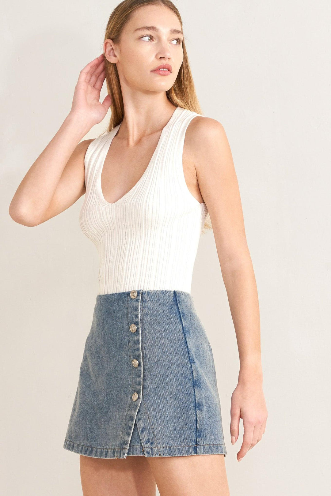 Santa Monica denim skort from KADOU Boutique
