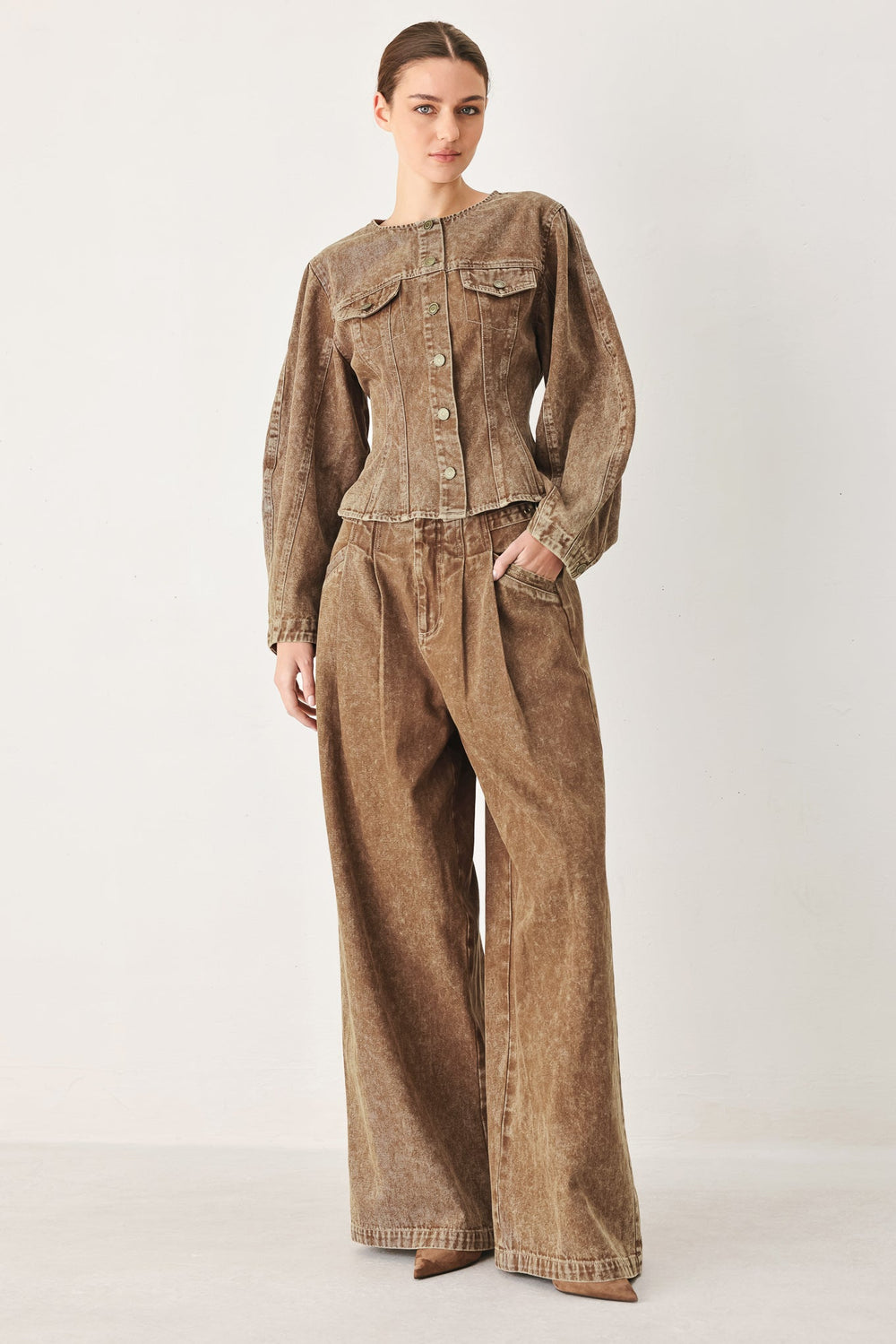 Vintage Brown Denim Pants from KADOU Boutique