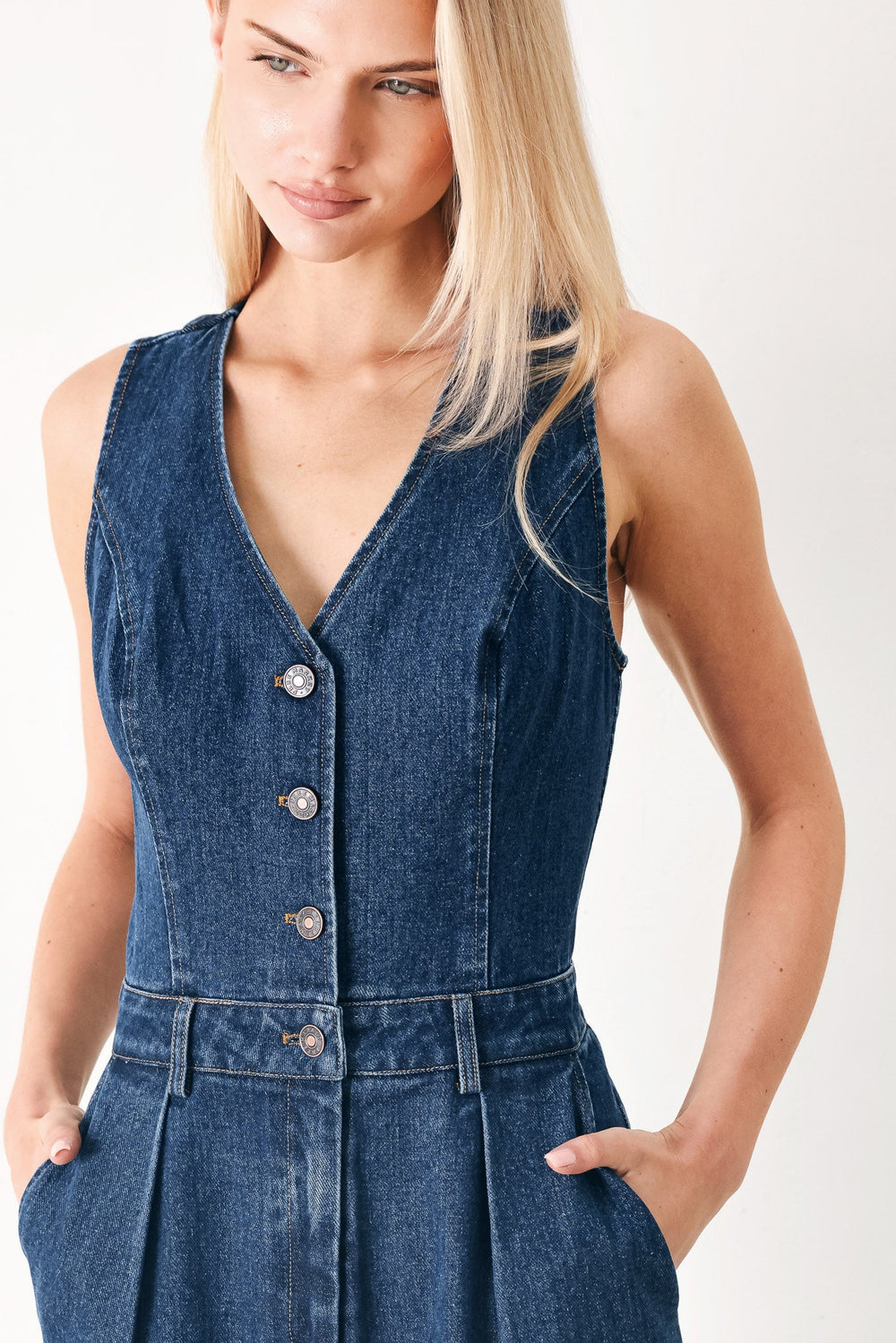 Runway Hit Line Denim Jumpsuit from KADOU Boutique