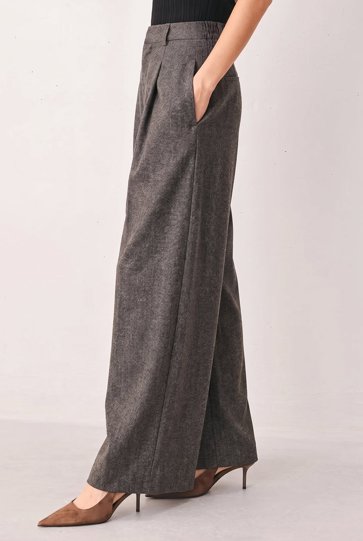 Cocoa Structure Brown Wide-Leg Pants from KADOU Boutique