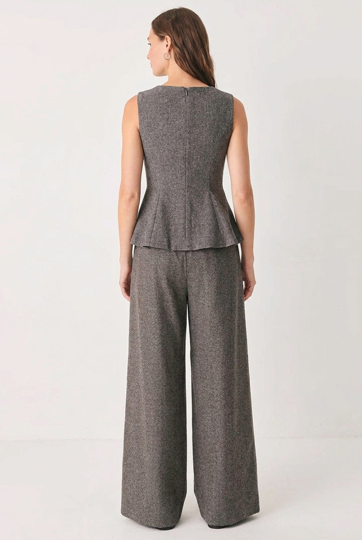 Cocoa Structure Brown Wide-Leg Pants from KADOU Boutique