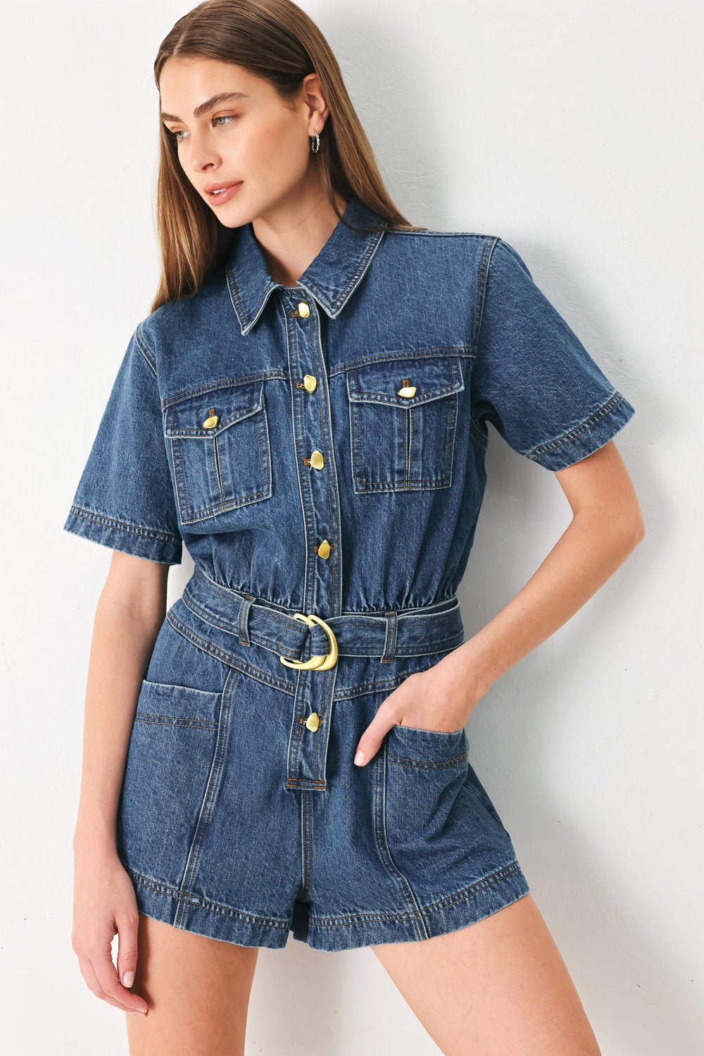 Play Mode Denim Romper from KADOU Boutique