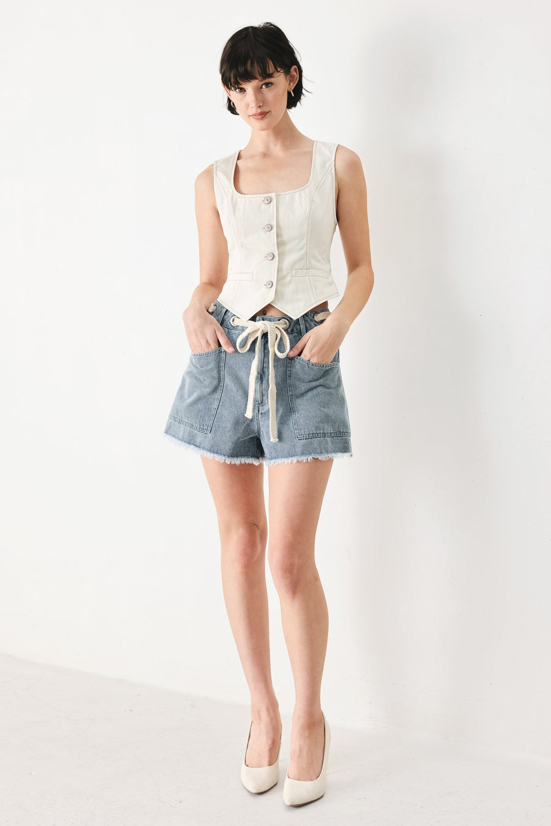 Beach Day Denim Shorts from KADOU Boutique