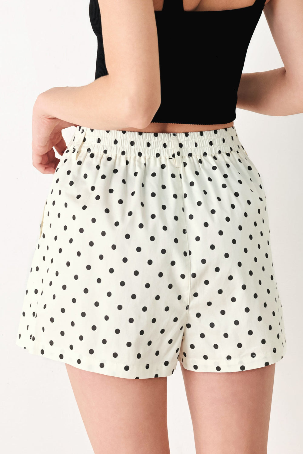 Champagne Dots Woven Shorts from KADOU Boutique
