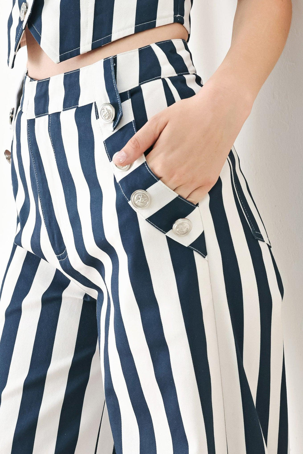 Navy Blossom Woven Pants from KADOU Boutique