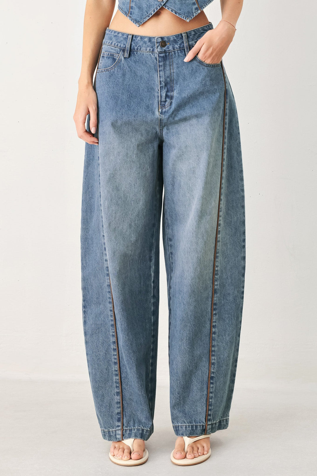 Western Muse Denim Ballon Pants from KADOU Boutique