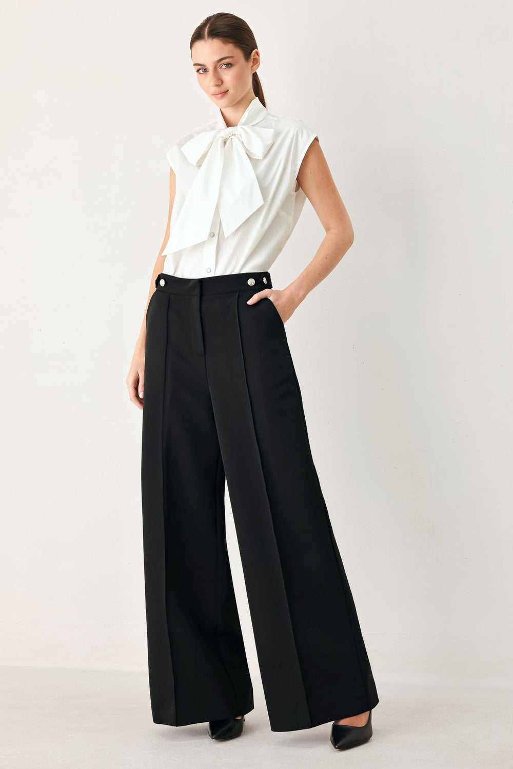 Black Power Palazzo Woven Pants from KADOU Boutique