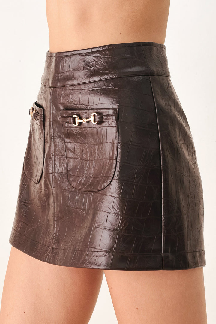 Wild At Heart Embossed Faux Leather Skort from KADOU Boutique