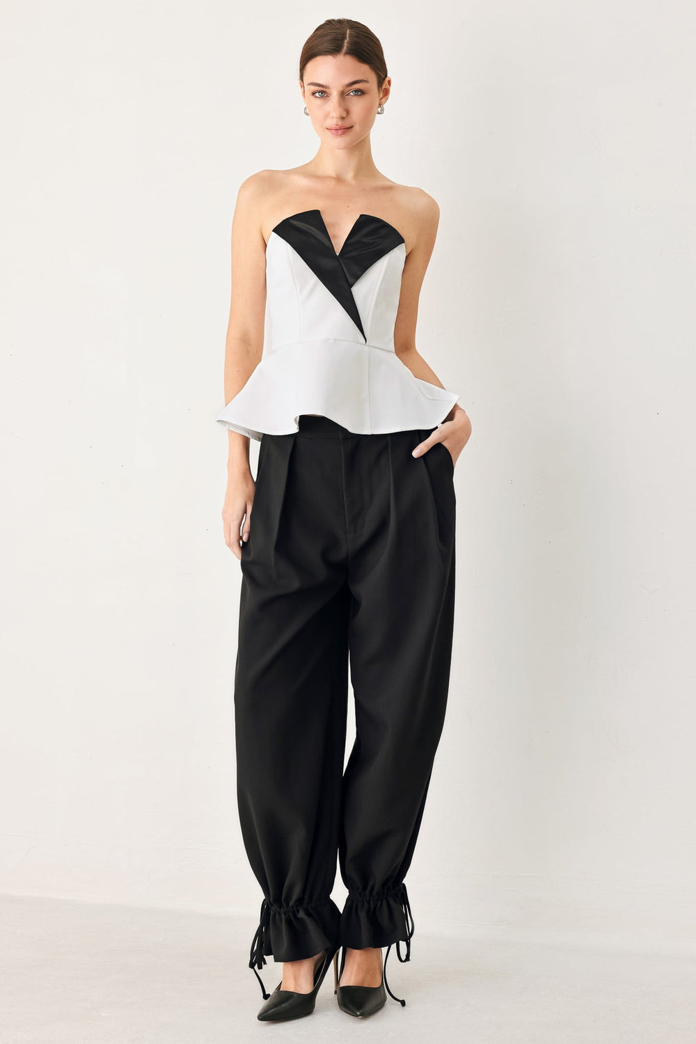 Noir Drawstring Woven Pants from KADOU Boutique