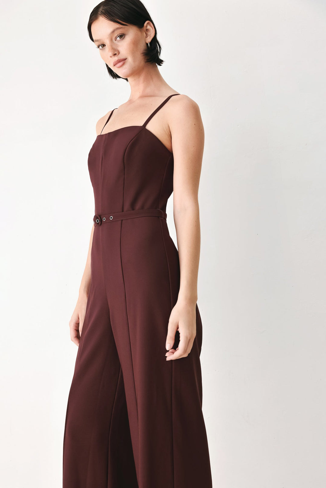 Burgundy Modern Muse Woven Jumpsuit from KADOU Boutique