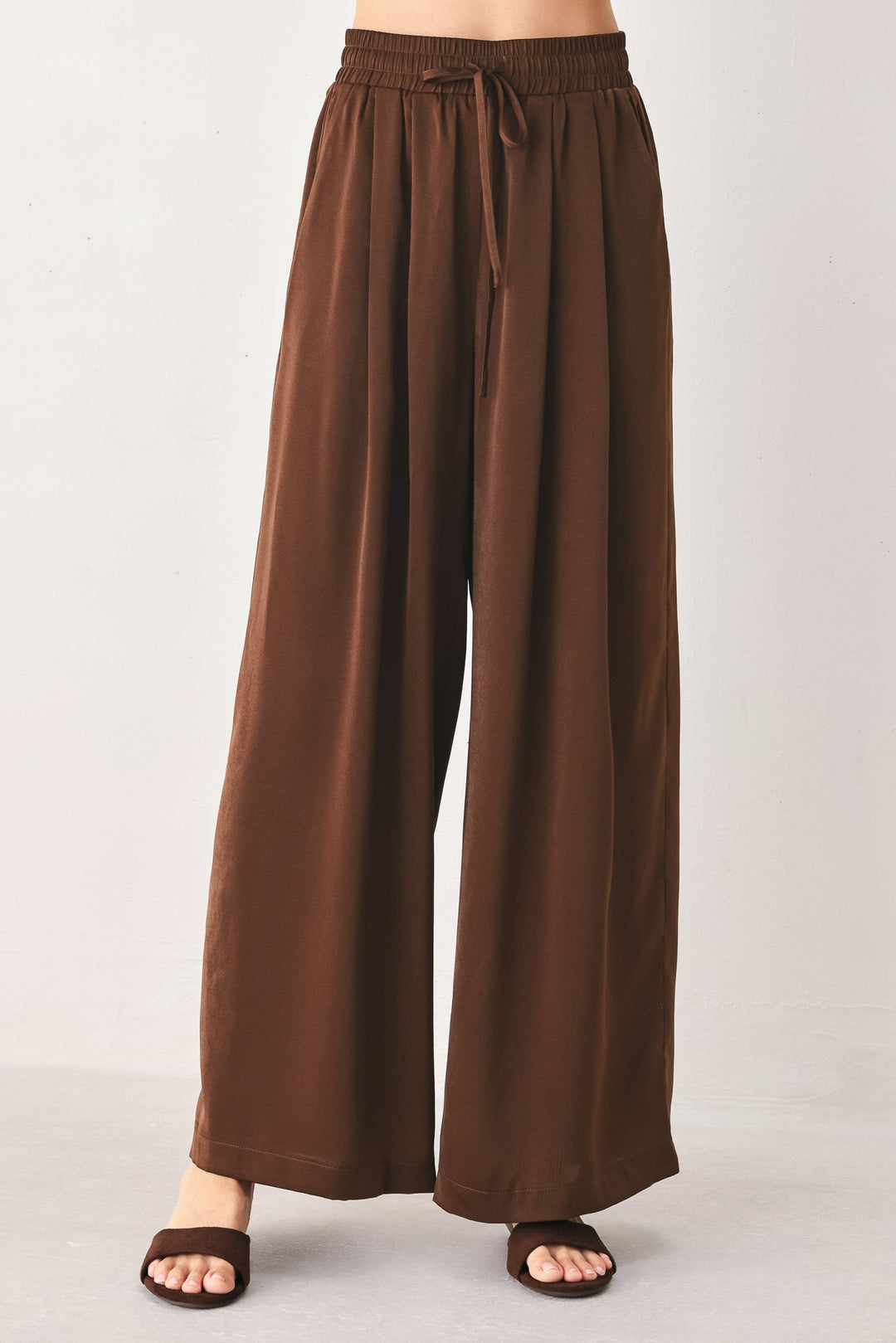 Canyon Brown Elastic Waist Woven Pants from KADOU Boutique