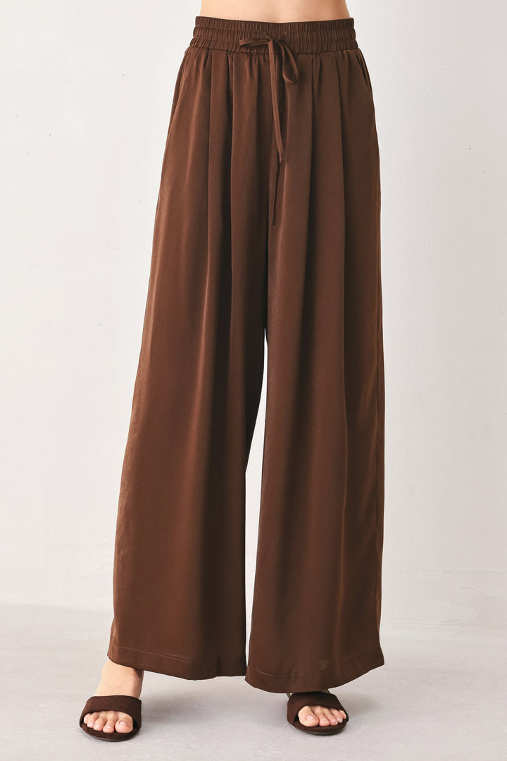 Canyon Brown Elastic Waist Woven Pants from KADOU Boutique