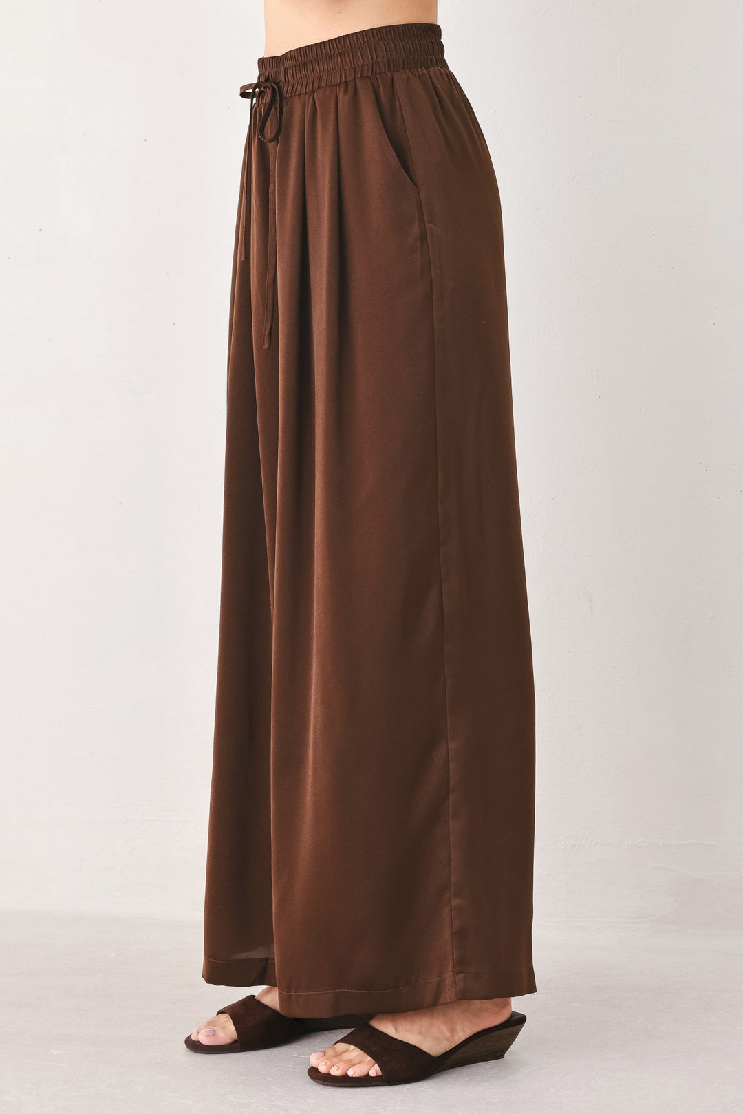 Canyon Brown Elastic Waist Woven Pants from KADOU Boutique