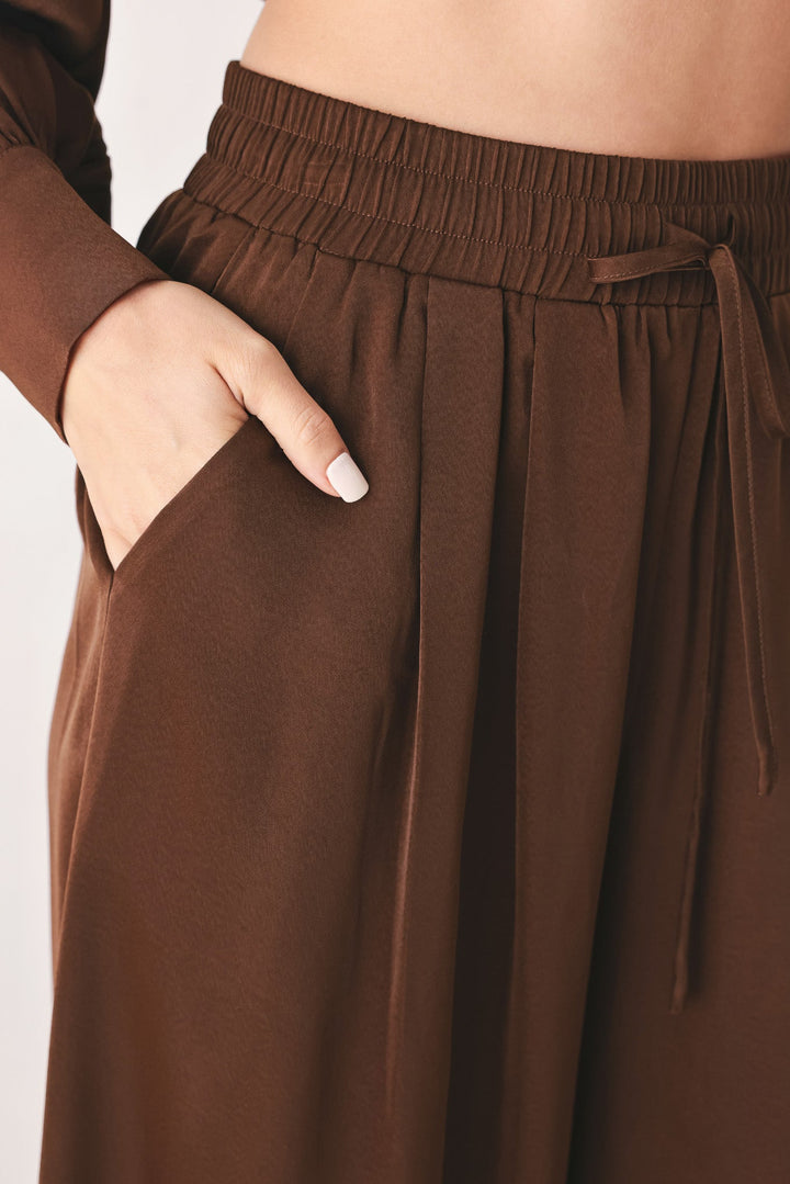 Canyon Brown Elastic Waist Woven Pants from KADOU Boutique