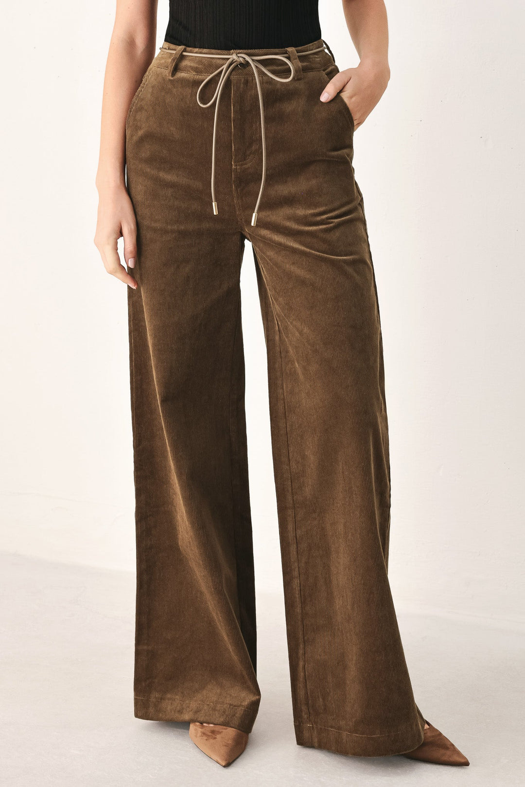 Autumn in Manhattan Belted Corduroy Pants from KADOU Boutique