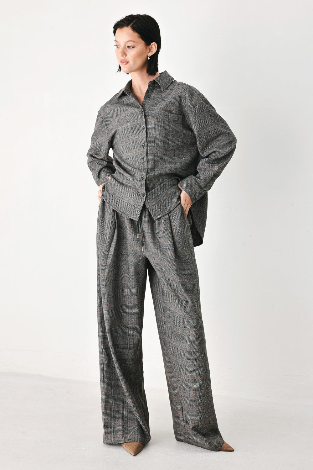 Off the Clock Plaid Drawstring Wide Leg Pants from KADOU Boutique